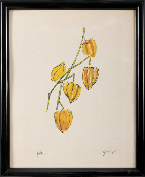 Lotto di 10 prove d'autore di Guttuso, cm 27x22, entro cornici