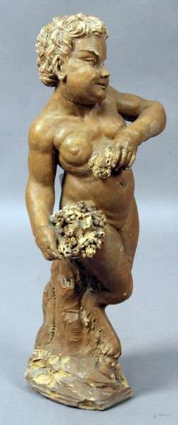 Fauno, scultura in terracotta, (difetti), h. 39 cm.