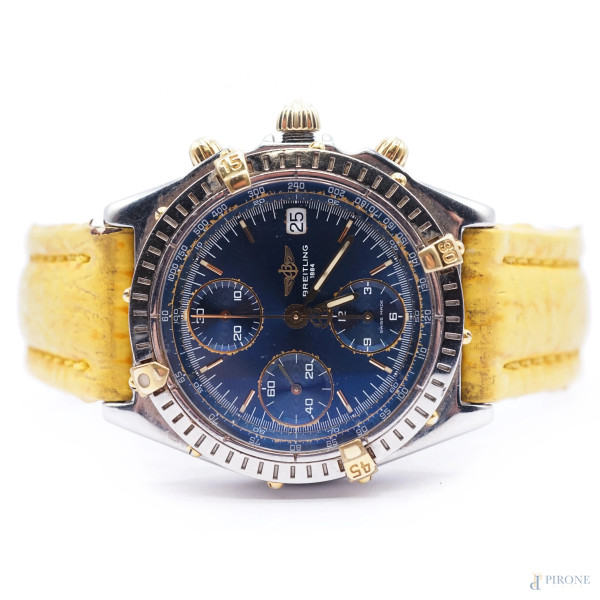 Orologio Breitling Chronomat, cinturino in pelle giallo, lunghezza cm 24,5 (difetti e meccanismo da revisionare)