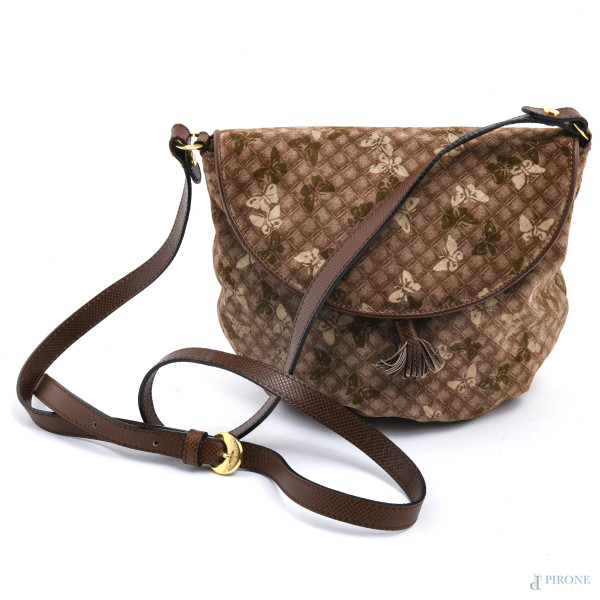 Borsetta in velluto e pelle Bottega Veneta, cm 19x23x14, (segni di usura)