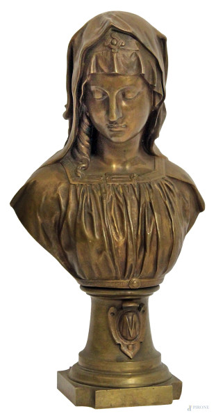 Emile Lambert 1888, Madonna, scultura in bronzo, h. 40 cm 