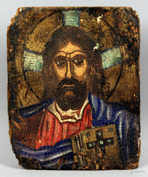 Cristo, icona ad olio su tavola, XIX secolo, cm. 21x17.