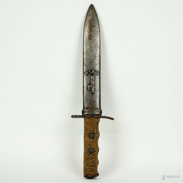 Pugnale epoca ventennio, arma ornamentale, lunghezza cm 33