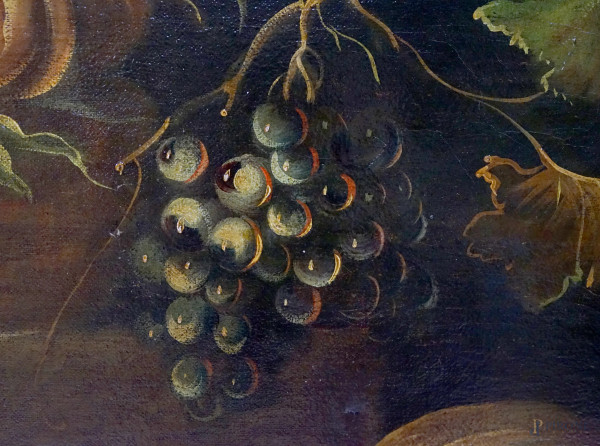 Natura morta di frutta, olio su tela, XX secolo, cm 69,8x100, entro cornice