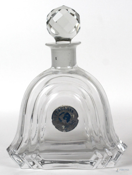 Bottiglia di liquore in vetro di Murano, cm 25, XX secolo.