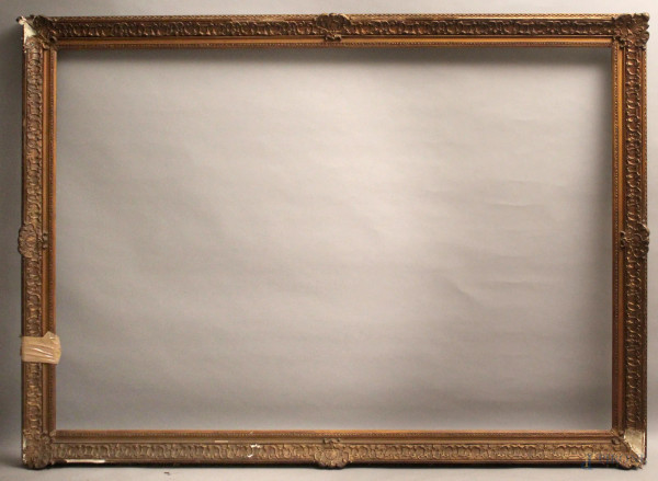 Cornice in legno e pastiglia, luce 128x182 cm, primi &#39;900, (mancanze).