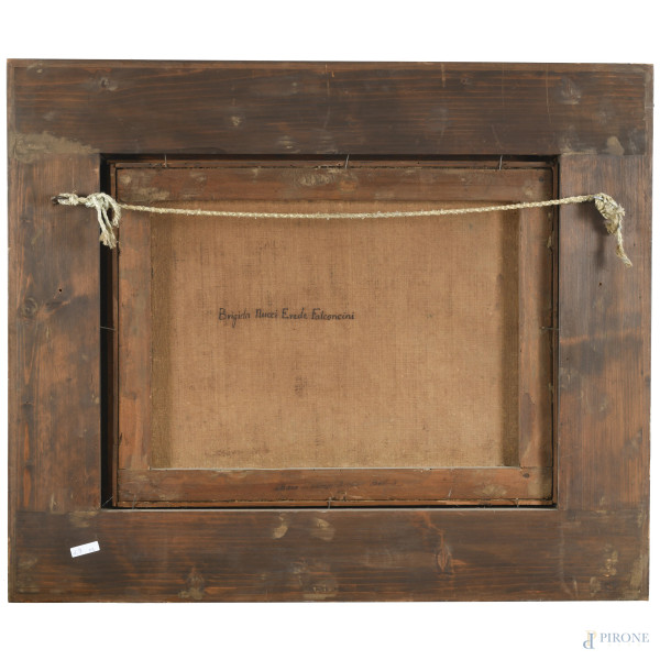 Coppia di dipinti raffiguranti nature morte, XVIII secolo, olio su tela, cm 45x58, entro cornice,...