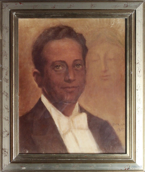 Ritratto di Rolando Nicolosi, oleografia, cm 50 x 40, entro cornice.