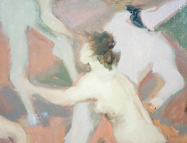 Il Ballo di Pulcinella, olio su tela, cm 60x40, entro cornice