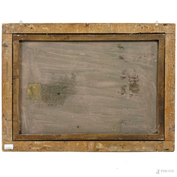 Natura morta di frutta, olio su tela, XX secolo, cm 69,8x100, entro cornice