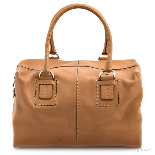 Bauletto in pelle beige Tod's, cm 19x33x23, (lievi segni di usura)