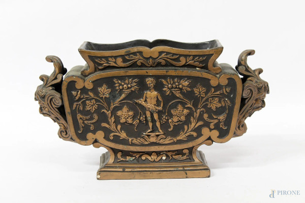 Portafiori in ceramica, stile neoclassico, H 21 cm.