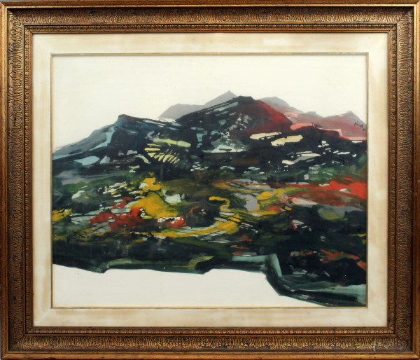 Lamberto Ciavatta - Paesaggio, olio su tela, cm 75x95, entro cornice.
