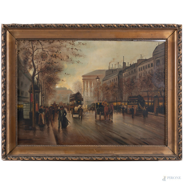 Edouard Cortes, (1882-1969), Strada parigina, olio su tela, cm 65x92, firmato in basso a destra, entro  [..]