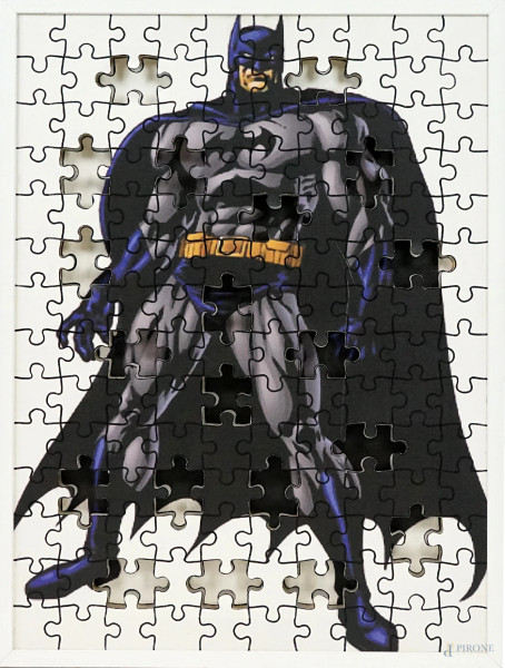 Gianpietro Arzuffi - Batman, tecnica mista su tela, cm 76,5x56,5, entro cornice