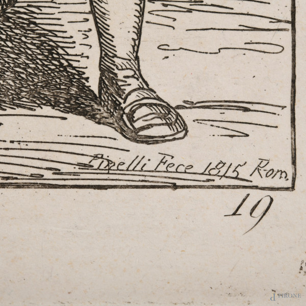 Bartolomeo Pinelli (1781 – 1835) Coppia di acqueforti raffiguranti "Famiglia indigente" e "Il cie...