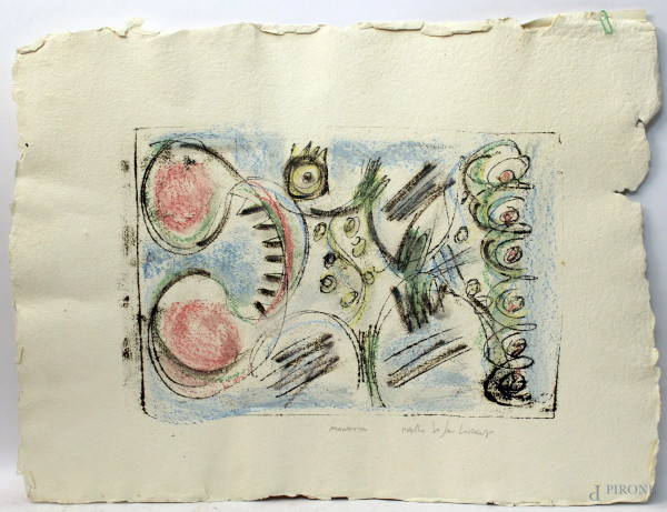 Paolo Da San Lorenzo - Lotto composto da due monotipo a colori e soggetti diversi, cm. 50x70.