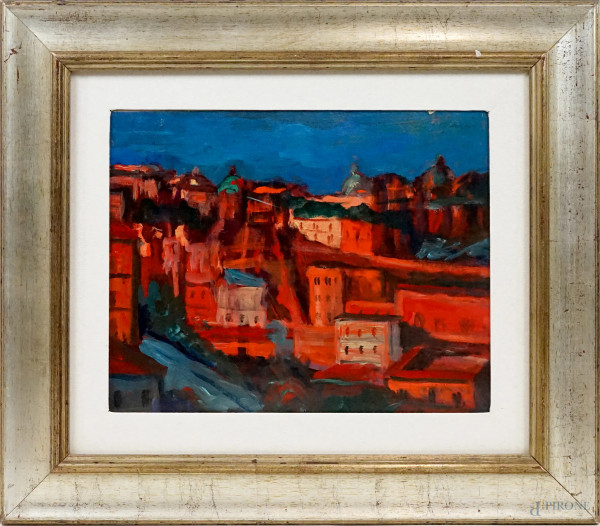 Giuseppe Bertolini - Roma, olio su tela, cm 40x50, entro cornice.