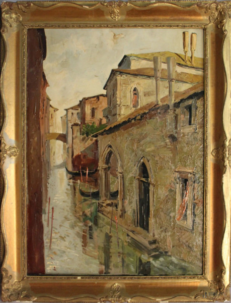 Scorcio di Venezia, olio su tela, cm 78 x 58.