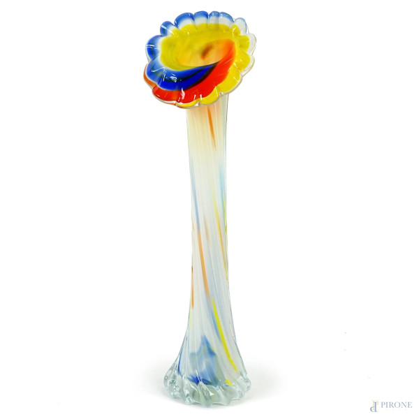 "Spring", vaso in vetro di Murano soffiato e colorato, cm h 40