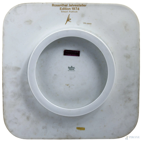 Gunter Fruhtrunk x Rosenthal, Piatto dell'Anno Jahresteller, 1974, es. 576/3000, cm 33x33x4