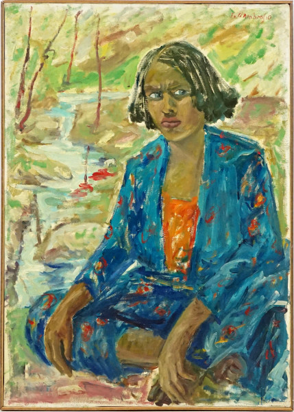 Tommaso D'Ambrosio - Ritratto di ragazza, olio su tela, cm 70x50