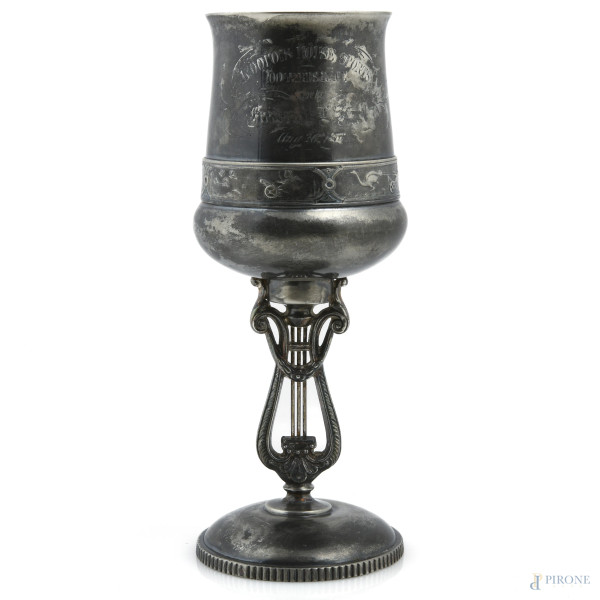 Calice in peltro placcato in argento, 1886, altezza cm 21,5