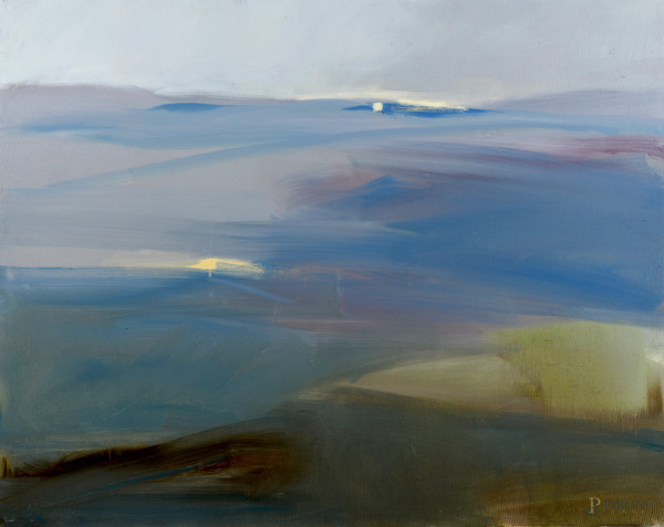 Klaus Karl Mehrkens, (1955-) Paesaggio, acrilico su tela, cm 80x100, firmato e datato 