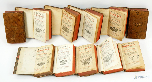Oeuvres d'Horace en latin et en françois avec des remarques critiques et historiques par Monsieur Dacier,  Hamburg, de l'imprimerie d'A. Vandenhoeck, 1733, 11 tomi, (difetti)