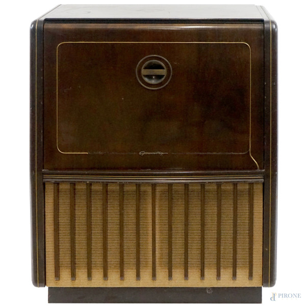 Radio Grunding, Musikschrank 7030W/3D, anni '50, cm 87x79x43,5, (difetti, da revisionare)