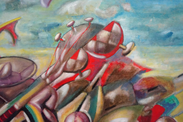 Senza titolo, olio su tela, firmato in basso a sinistra Piras, cm 70x100, entro cornice