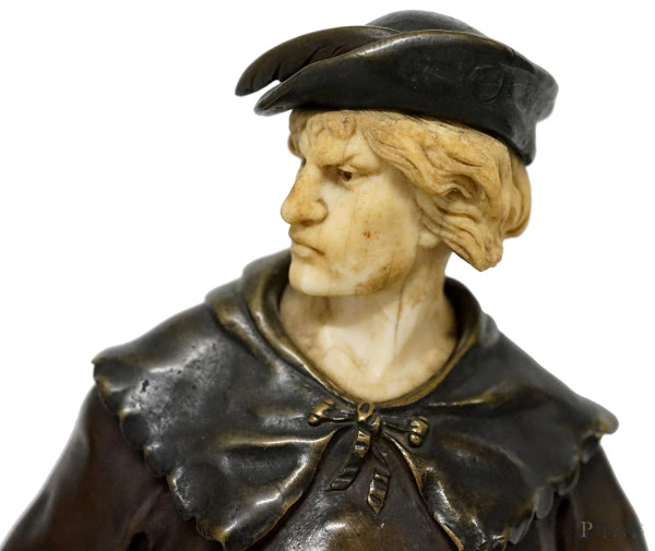 Escholier, scultura in bronzo, cm 36, (difetti)