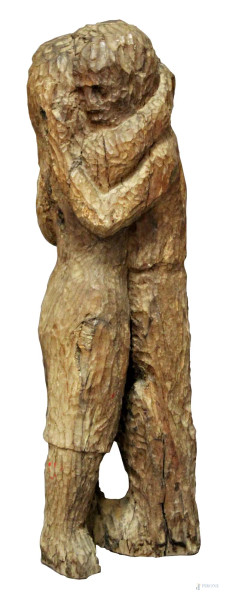 Figure, scultura in legno, H 81 cm.