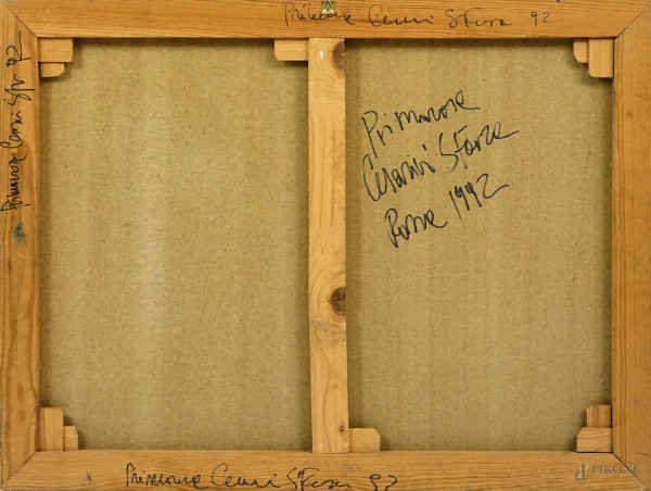 Senza titolo, tecnica mista su tela, cm 60 x 80, firmato e datato a tergo Primarosa Cesarini Sfor...