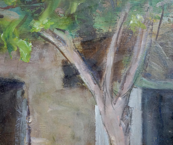 Vita semplice, olio su tavola, firmato in basso a destra G. Capponi, cm 33,4x41,2, entro cornice