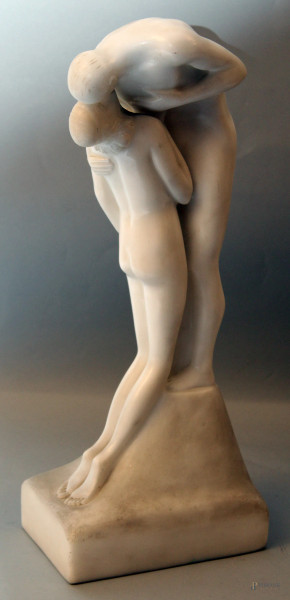 Il Bacio, scultura in marmo di Carrara, h. 45 cm