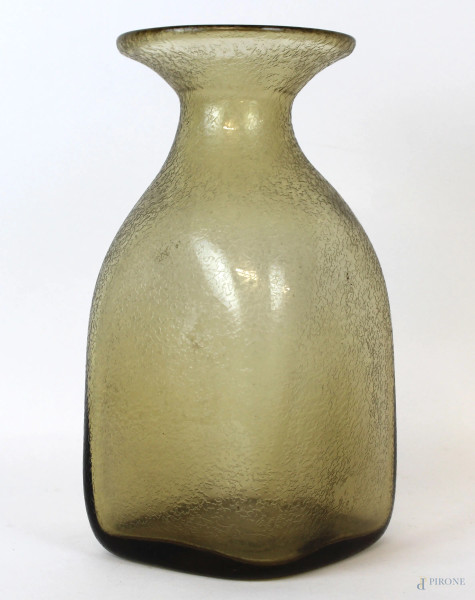 Vaso in vetro con collo svasato, cm h 25, XX secolo.