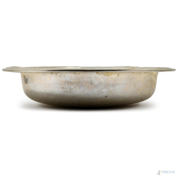 Centrotavola in argento Brandimarte lavorato a sbalzo a spighe, XX secolo, cm 9,5x38, peso gr 117...