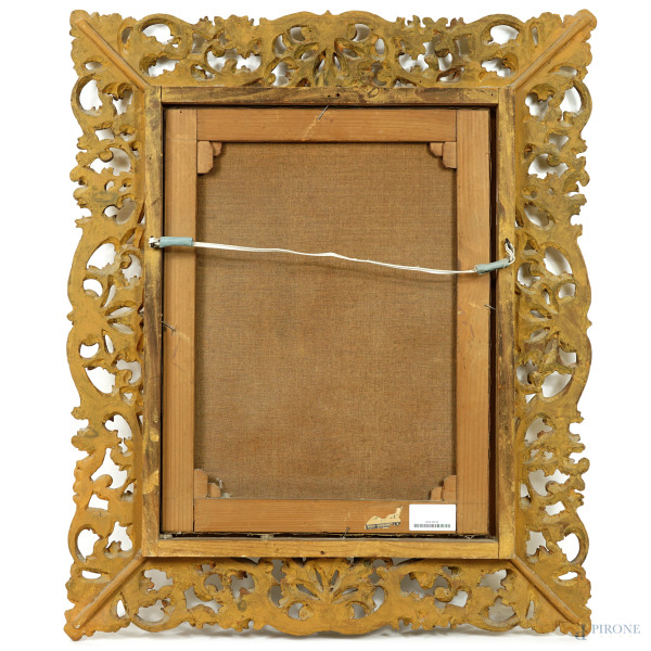 Madonna col Bambino, XIX secolo, olio su tela, cm 52,5x40, entro cornice