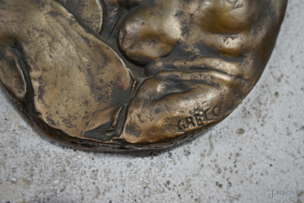 Emilio GRECO (1913-1995), La forza, medaglia in bronzo applicato su marmo, diametro placca cm 30....