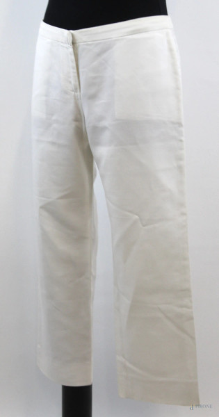 Max Mara, pantalone da donna bianco a sigaretta, una tasca posteriore, taglia IT 42