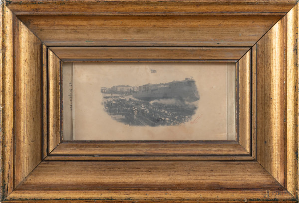 Fotografia d'epoca, cm 11,5x21,5, entro cornice, (segni di usura del tempo)