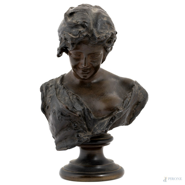 Gabriele Parente (1875-1899), Popolana, scultura in bronzo, altezza cm 20