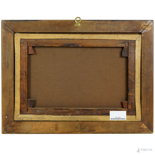 Marina con velieri, olio su tela, cm XX secolo, cm 30,5x43,5 entro cornice, (difetti)