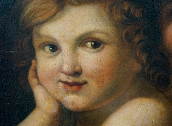 Scuola italiana del XVIII secolo, Allegoria del silenzio, cm 47,5x57,5, entro cornice