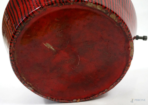 Victor Cerrato, coppia di vasi in ceramica policroma rossa e nera, alt. Cm 28, diam. apertura cm ...