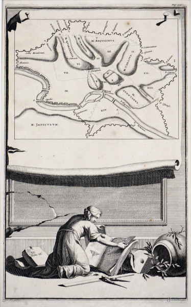 Gianicolo, incisione del XVIII secolo, cm 34x21