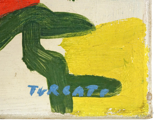 Reticolo, olio su tela, 1956 ca., cm 32.5x44.6, firma in basso a destra "Turcato". Al verso numer...