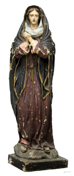 Madonna, scultura in cartapesta, dipinta, XIX sec., H. 124 cm.