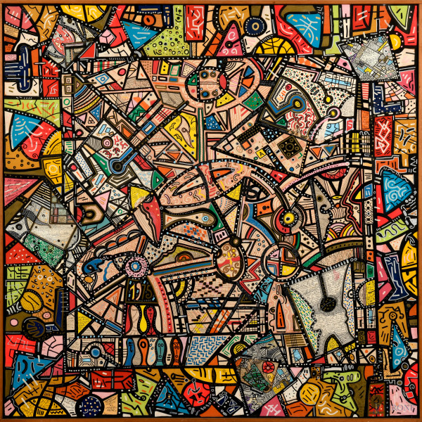 Giuseppe Vittorio Scapigliati, detto il "Toscanaccio (1946) Senza Titolo, tecnica mista su compensato cm 100x100 entro cornice